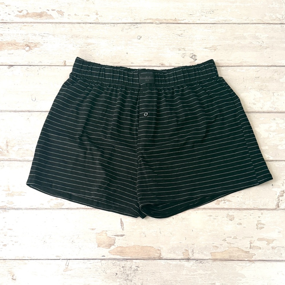 Goodfellow & Co Mens M Black Stripes Cotton Shorts Size Medium Super Comfy